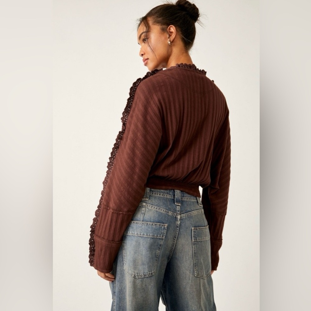 NWT Free People More Romance Top in Cocoa Mocha Size XS and Small - Picture 5 of 9